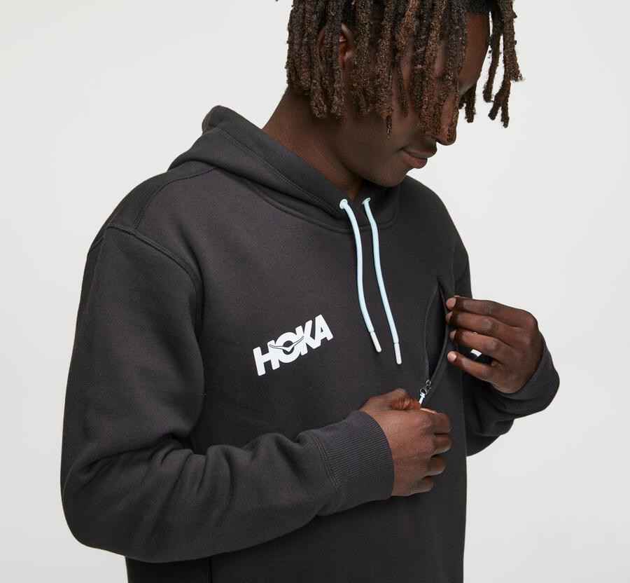 Hoka One One Kapşonlu Sweatshirt Erkek Siyah - Performance - JY4297106